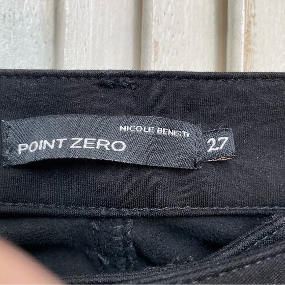 Point Zero Nicole Benisti Pants Womens 27 Black Moto Faux Leather Panel - Picture 11 of 14